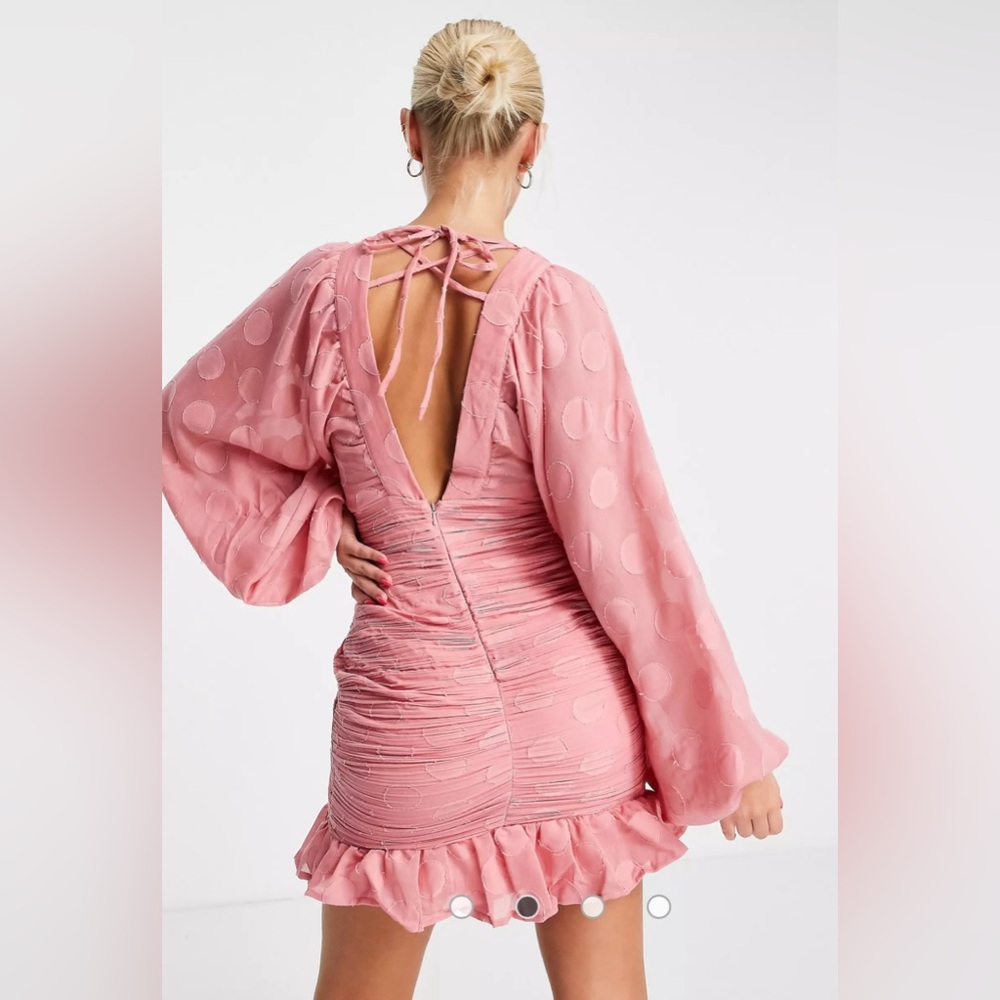 ASOS DESIGN tie front ruched mini‎ dress- Size 4 - Picture 2 of 12